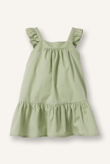 100% Cotton Sleeveless Poplin Light Green Dress Baby Girl I0491A526Hs