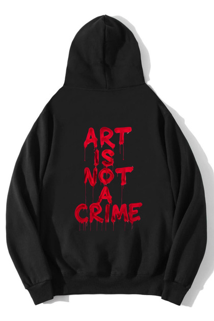 هودي للجنسين مقاس كبير بطبعة Art Is Not A Crime باللون الأسود