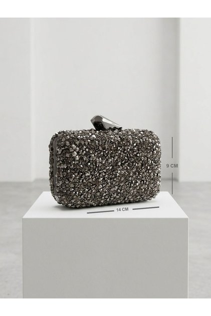 70984 Stone-Detail Mini Handbag with Case Stylish Evening Dress Bag for Women
