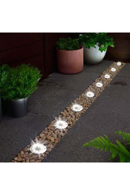 Lampă solară LED pentru grădină, model rotundă, argintie, 11.5cm, stick exterior, fără cablu, decorativă