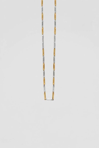 Men's Two-Color Bar Steel Necklace Gold