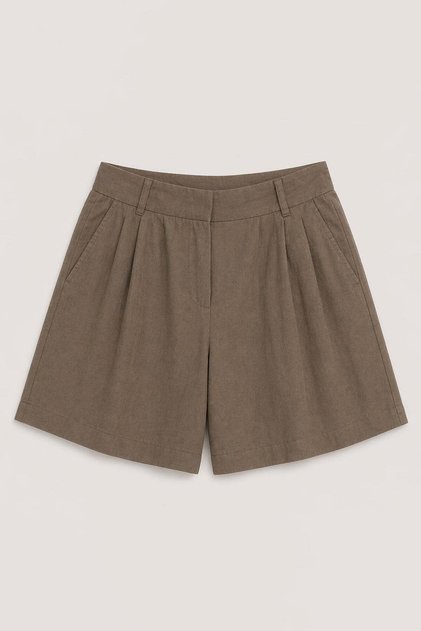 Khaki Lyocell Blend Women's Shorts
