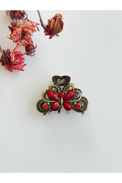 Women's Metal Latch Buckle Vintage Butterfly Medium Size Hair Clip
