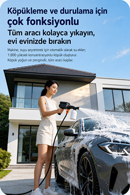 ナザレ999　秀3L 10キロ EZERE TurboWash Şarjlı 60 Bar Yüksek Basınçlı Oto Araba Bahçe