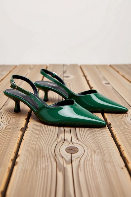 Women's Pointed Toe Sling Back Kitten Heel Shoes Patent Leather Material Elegant Cut Daily Comfortable Modern