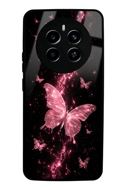 Realme 12 Pro Plus Pink Galaxy Butterfly Design Glossy Phone Case