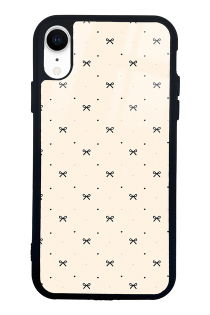 iPhone Xr Beige Coquette Pattern Design Glossy Phone Case