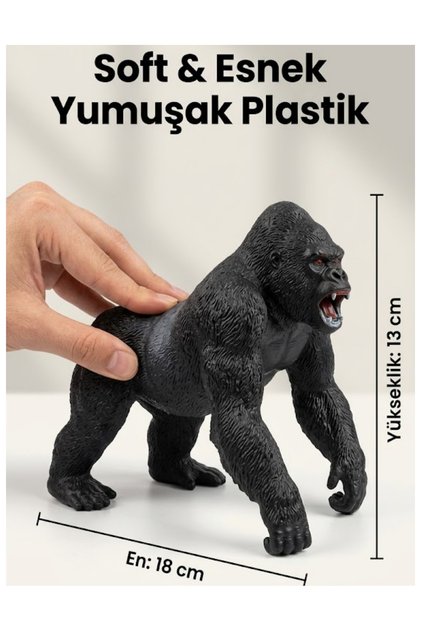 Yumuşak Soft Goril Oyuncağı 18 cm – Gerçekçi Detaylı Vahşi Hayvan Figürü – Esnek ve Dayanıklı Goril King Kong Oyuncak