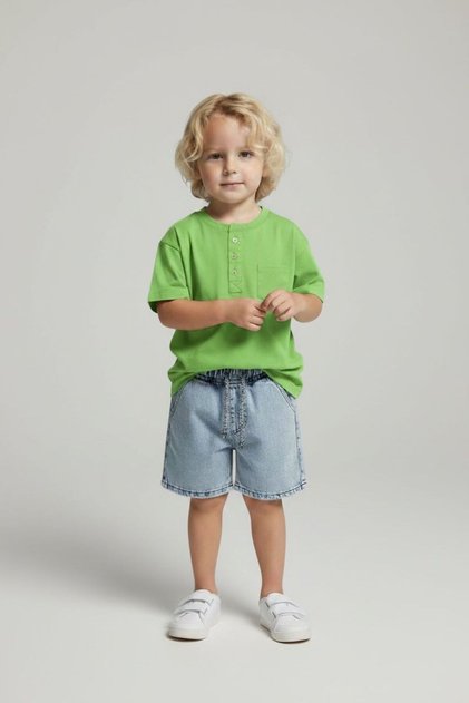 Baby Boy Organic Crewneck Buttoned T-Shirt