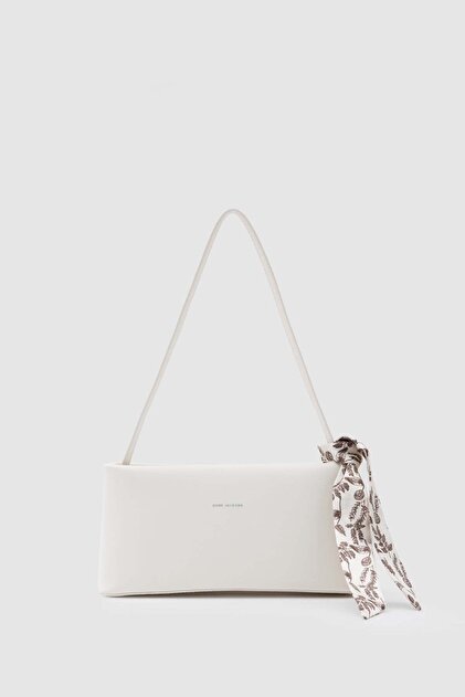 Alya Scarf Detailed Baguette Bag Cream