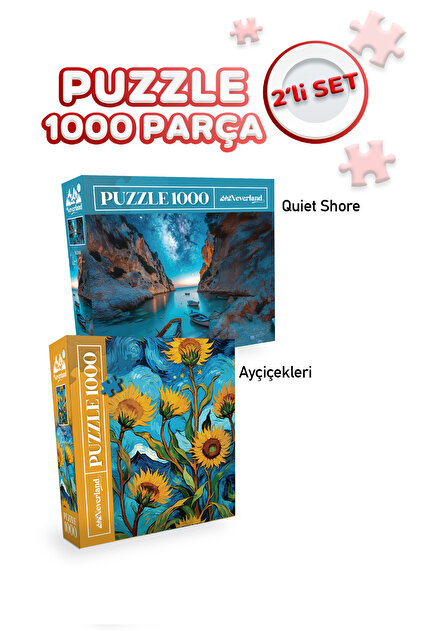 Neverland 2 ADET 1000 PARÇA PUZZLE- QUİET SHORE(SESSİZ KIYI) VE