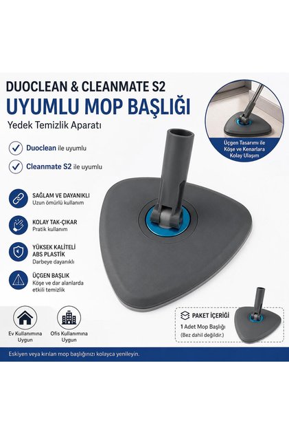 Duoclean ve Cleanmate S2 uyumlu Yedek mop Başlığı