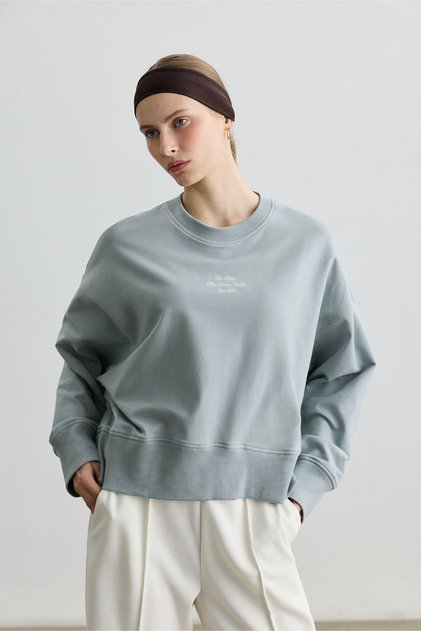 Dusty Blue Oversized Boxy Sweatshirt