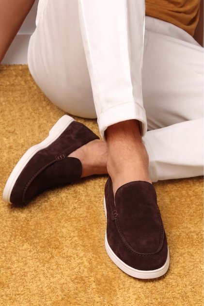 - Genuine Suede Leather Brown Men's Loafer - 115-K664