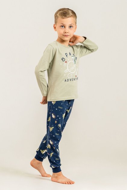 Boy's Green Space Adventure Long Sleeve Pajama Set Rp3863-C-V1