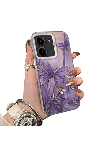 Redmi 15C 5g Compatible Silicone Edge Hard Back Case Couple Phone Case Butterfly Pattern
