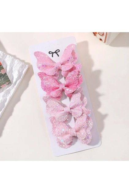 3997-3 4pcs 2/4/5Pcs Girls Cute Sequins Double Butterfly Hair Clip Bow Hairpins DIY Headwear Bow Dec