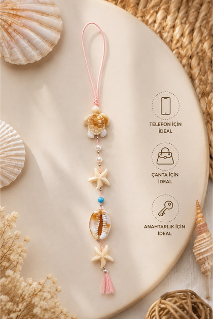 Turtle Seashell Phone Strap Beaded Phone Charm Bag Ornament Keychain