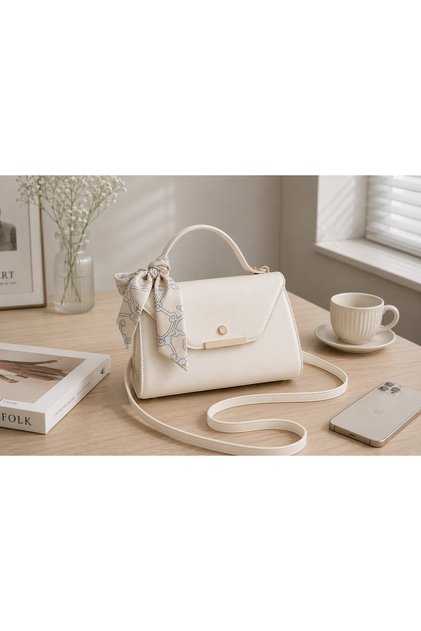 Sely Small Size Covered Scarf Detailed Shoulder and Hand Bag (the Scarf May Vary in Appearance.)