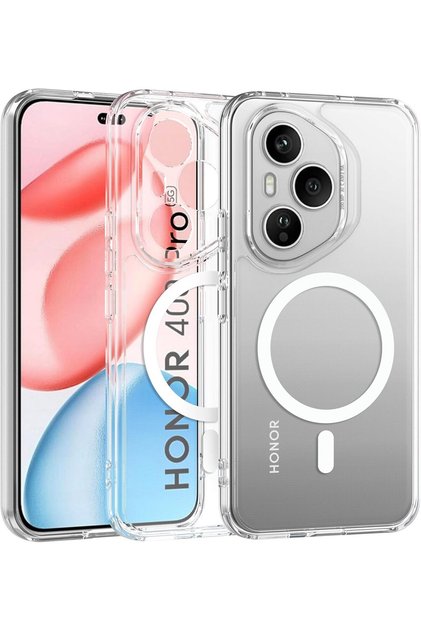 Honor 400 Pro 5G Uyumlu Kılıf Sararmaz Kamera Kısmı Açık Magsafe Mika Sert Parlak Şeffaf Kapak