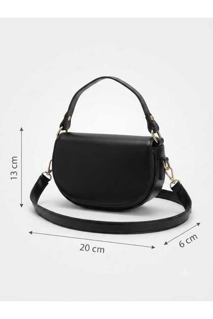 Women's Shoulder and Crossbody Bag Half Moon Model with Magnetic Closure and Gold Detail 20X13X6 cm
