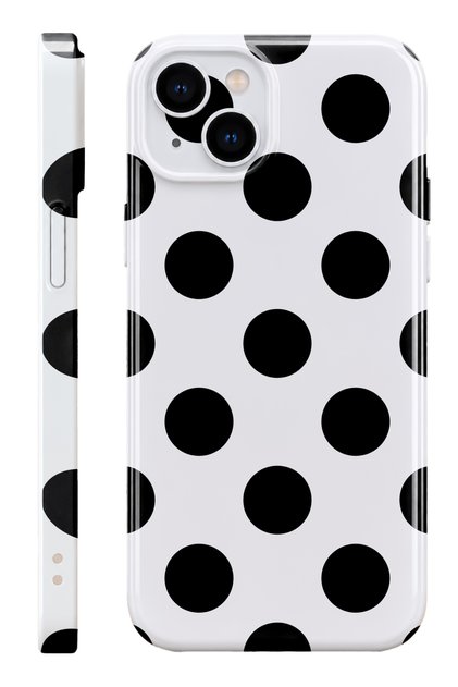 iPhone 13 Siyah Puantiye Protect Slim Parlak Tam Kaplayan Baskı Kamera Korumalı Telefon Kılıfı