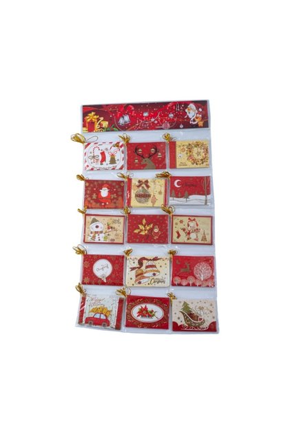 Felicitari CNX BB-229, mini rosu motive Craciun, 6.7x9.4cm, set 120 buc
