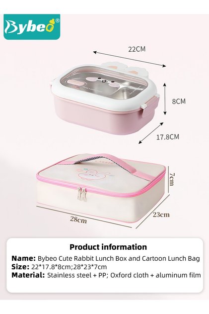 Stainless Steel Kids Bento Box with Lunch Bag, Insulated Lunch Boxs to School, Food Containers with 2 Compartments, BPA Free, Microwave & Dishwasher Safe