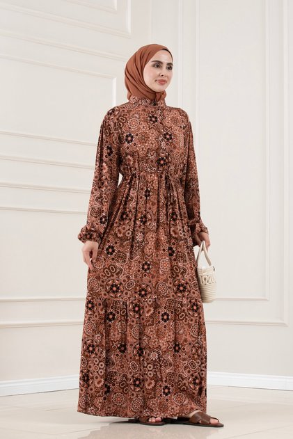Beli Tünelli Viscon Esra Dress-Brown