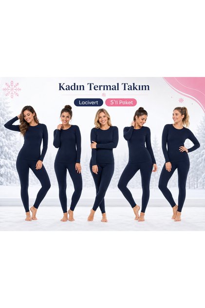 | Women's 5-Piece Thermal Set Set Cotton Lcrali Undershirt Dark Blue (5 Pieces)