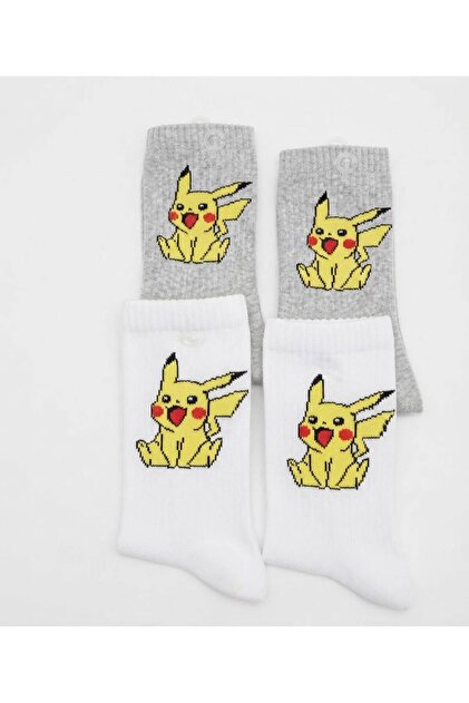 Pikachu Desenli Unisex Soket Çorap 4’lü Paket (36-40)