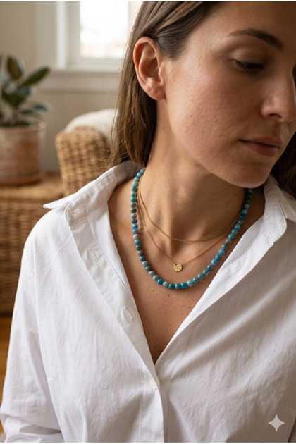Handmade Blue Apatite Natural Stone Special Design