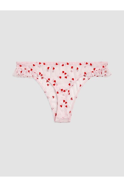 Esvab • Modern & Distinctive Heart Embroidered Ruffled Brazilian Panties