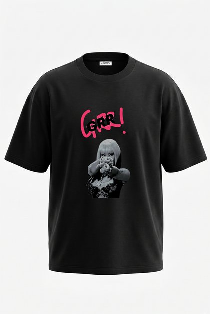Nicki Minaj_7 Design Printed Oversize Black T-Shirt