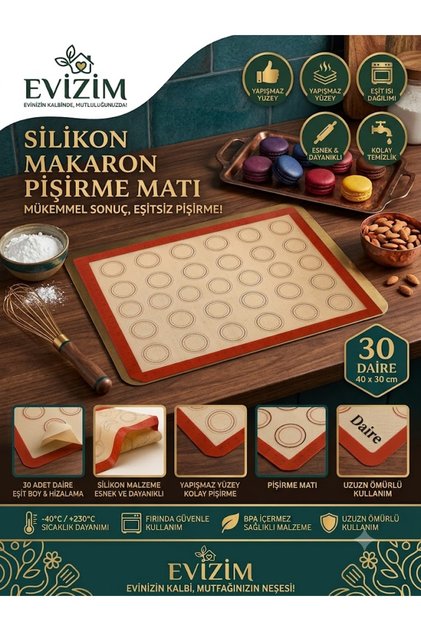 Non-Stick Silicone Baking Mat Macaron Cookie Dough Rolling Mat