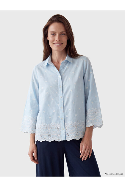 Embroidered Poplin Women's Shirt