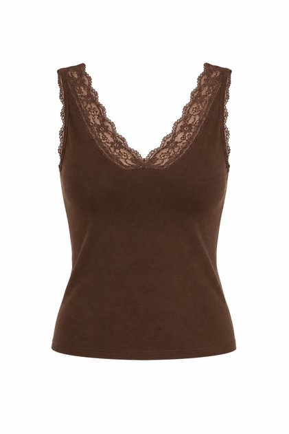 Women's Basic Lace Detailed V-Neck Sleeveless Blouse
