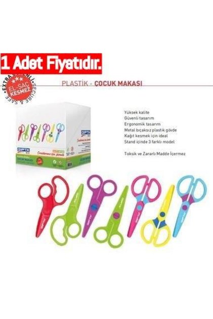 Çocuk Makası Küt Uç Plstk Desenli Gövde - 4 Renk (1 Adet)