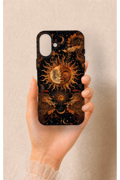 iPhone 16 Plus Compatible Mystic Sun Pattern Silicone Case