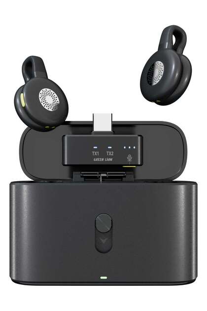 Wireless Lavalier Microphone 2.4GHz USB-C with Charging Case, AI Noise Reduction, Voice Changer, 20m Range, 9H Playtime - Black