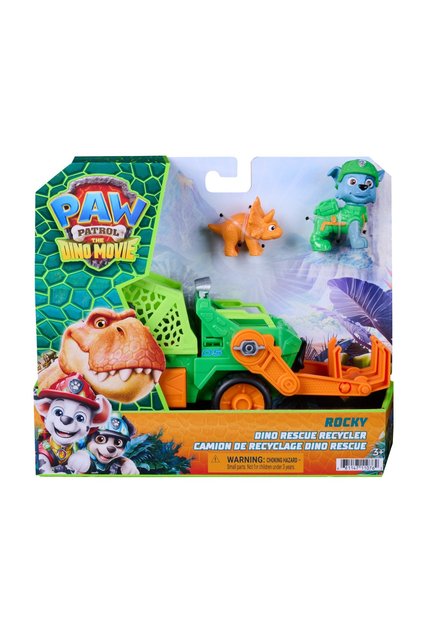 Vehicul de salvare cu figurina, Paw Patrol, Dino Rescue Recycler, Rocky, 6075772