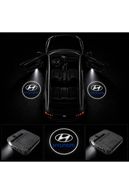 Hyundai Kapı Altı Logo Projektör Led Işığı 2'li Set Pilli Kablosuz Kapı Karşılama Lambası