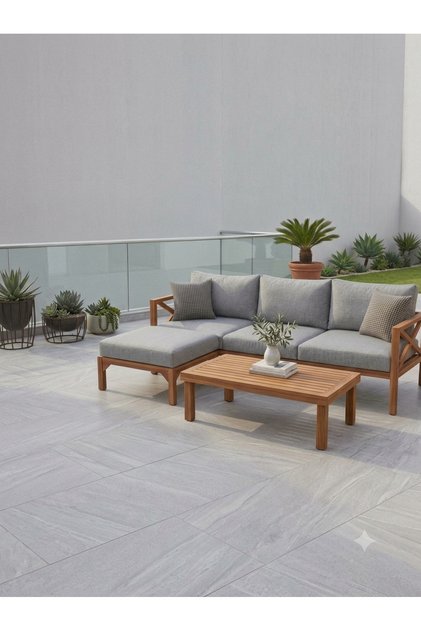 Milano Köşe Mobilyası Bahçe Balkon Ahşap Kanepe Köşe Takımı
