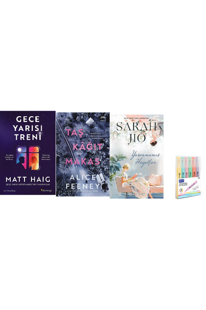 Gece Yarısı Treni + Taş Kağıt Makas + Yaşanmamış Hayatlar 3 Book Set Pencil Set Hd