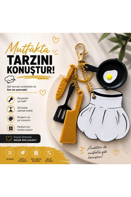 3D Printed Chef Themed Kitchen Keychain
