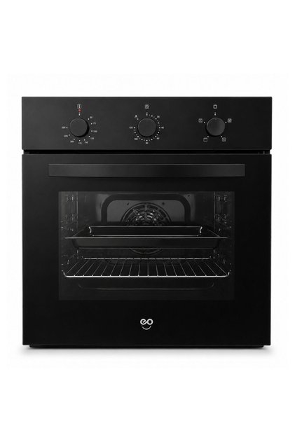 60cm Built-In Electric Oven, 59L Capacity, 4 Cooking Functions, Fan Assisted, Mechanical Timer, Double Glass Door, Interior Light, Removable Door, 220-240V, Black