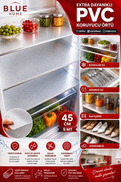 Cabinet Shelf Cover -Ultra Durable -45 cm X 5 M- Non-Slip -Thick- Multi-Purpose Pvc