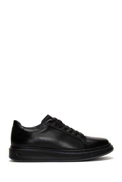 Men's Black Lace-Up Thick Soled Leather Sneaker Wm740001Dv