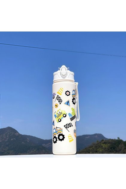 750ml white car 750ml Dinosaur Water Bottle For Kids Water Sippy Cup With Silicone Straw Leakproof P