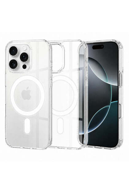 Husă pentru iPhone 16 Pro, MagSafe Pro, albastru - transparent